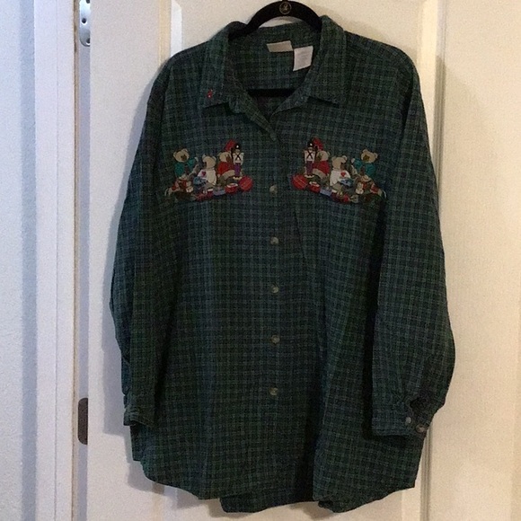 Bobbie Brooks Tops - Vintage Bobbie Brooks Woman Holiday Christmas Shirt with Embroidery 22W/24W 3X
